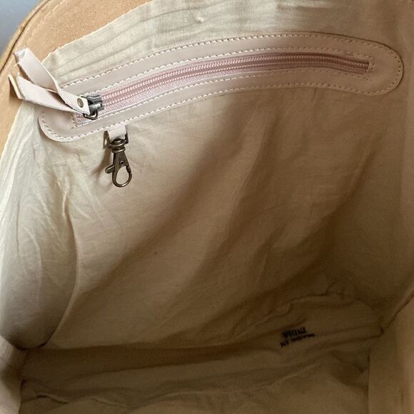 OCTOBER JAIPUR Tote Bag Canvas Tan Vegan Leather NWT! - Picture 8 of 8